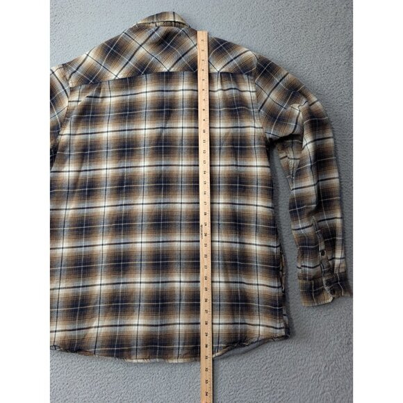 Dakota Grizzly Flannel Shirt Jacket Mens XL Brown Plaid Lined Snap Front Shacket - Picture 6 of 11